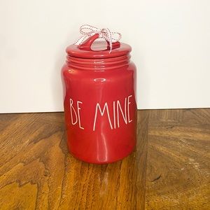RAE DUNN Red Ceramic Canister “BE MINE” NWOT